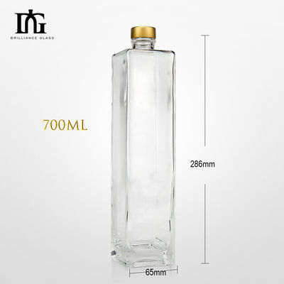 750ml 方形透明のウォッカガラスボトル 受け入れられる顧客ロゴ