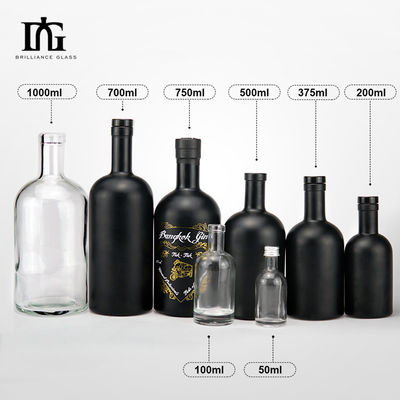 OEM/ODM 許容 クラシック型 ジン・ラム ガラスボトル 木製蓋付き 500ml 750ml