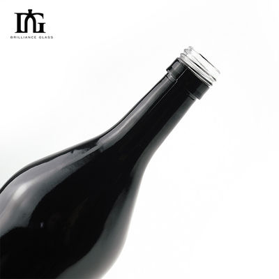 コークシールタイプ カスタムスクリーンロゴ印刷 黒いガラス 500ml 750ml シャンパンワインボトル