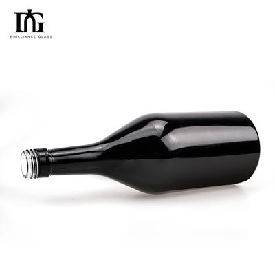 コークシールタイプ カスタムスクリーンロゴ印刷 黒いガラス 500ml 750ml シャンパンワインボトル