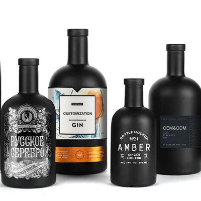 透明な円形ボトル 100ml 250ml 500ml 700ml 750ml コーク付きの空ワインボトル
