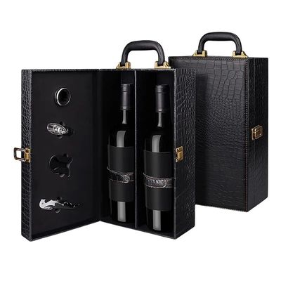 カスタマイズされた形 彫刻されたダブル レッドワイン 梱包ボックス 革 PU 工芸品