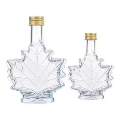 オーダーメイド カラー インダストリアルガラス飲料ボトル メイプル葉形 50ml 100ml 250ml