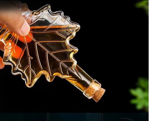 オーダーメイド カラー インダストリアルガラス飲料ボトル メイプル葉形 50ml 100ml 250ml