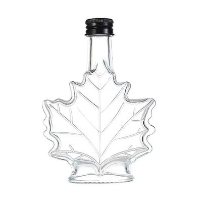 オーダーメイド カラー インダストリアルガラス飲料ボトル メイプル葉形 50ml 100ml 250ml