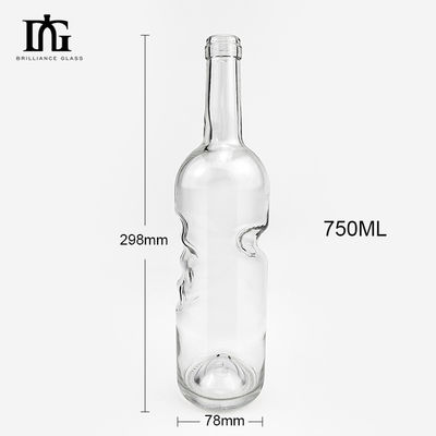 750ml クリアな空のグラスボトル ブランデーとアルコール パーソナライズドデザイン
