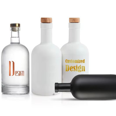 フリントガラス マットブラック 500ml/700ml/750ml 空丸 ウォッカ スピリート ウィスキー ジン リコール ボトル コルク