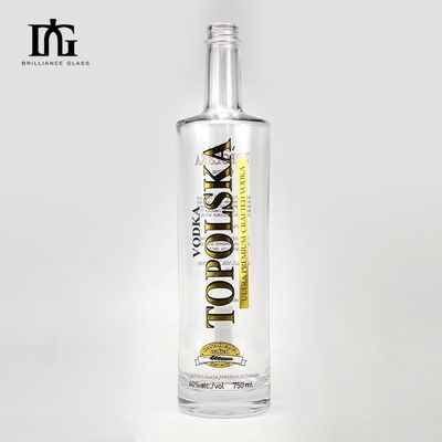 750ml カスタマイズされた冷凍酒ガラスボトル コークアルミキャップと印刷ロゴ