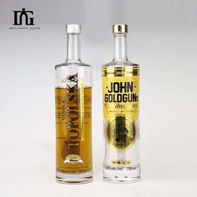 750ml カスタマイズされた冷凍酒ガラスボトル コークアルミキャップと印刷ロゴ