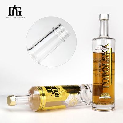750ml カスタマイズされた冷凍酒ガラスボトル コークアルミキャップと印刷ロゴ