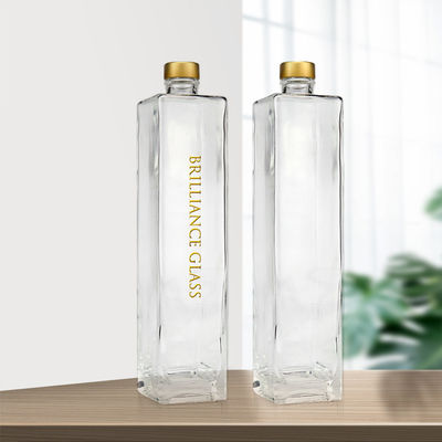 750ml 方形透明のウォッカガラスボトル 受け入れられる顧客ロゴ