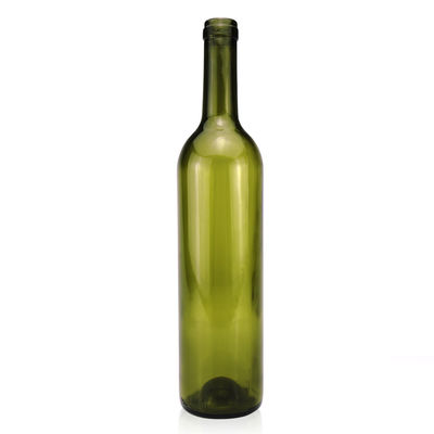 750ml レッドワイン・スピリッツのためのプライムカラーガラスボトル 丸い形 緑色のコルクスクリューキャップ