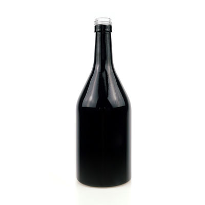 ホイスキー・ウォッカのための空の黒色塗装ガラスボトル 500ml1.75Lスクリューキャップボトル