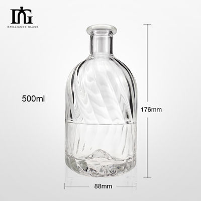 CORK 密封タイプ 500ml 彫刻 独特の形状のガラスボトル ラムジン ブランデー・スピリッツ