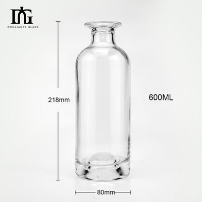刻画面 700ml 丸型 広い口のガラスボトル 透明なウォッカ・ウイスキー
