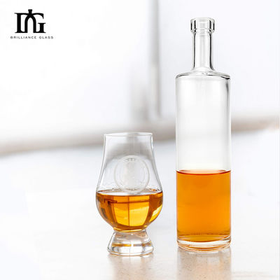 OEM/ODM 500ml クリスタルホワイト ガラスボトル ストレート・ラウンド・フラット・ショulderデザイン