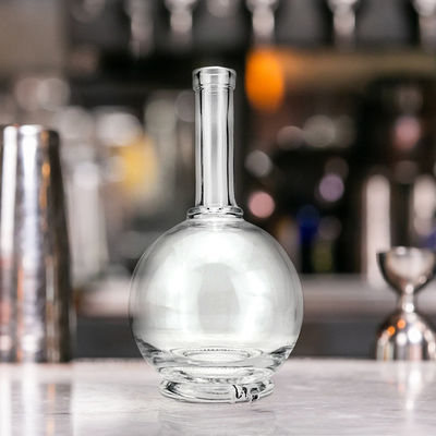 飲料用工業用 500ml クリントクリア 丸いガラスボトル