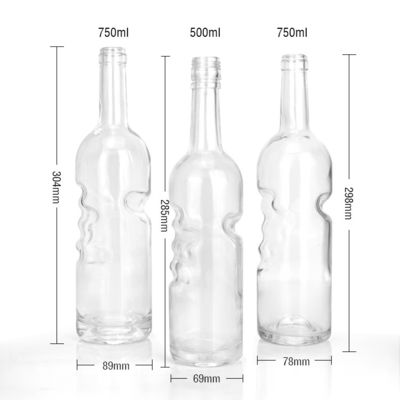 ガラスカラー素材 丸い酒瓶 750ml ハンドル付きクラシック・フリント瓶