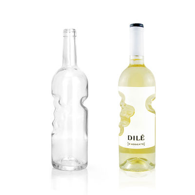 ガラスカラー素材 丸い酒瓶 750ml ハンドル付きクラシック・フリント瓶