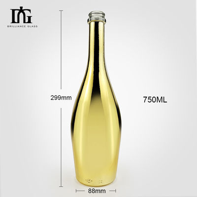 75cl 電気塗装 金 青 ピンク 空気酒 シャンパン ガラス ボトル 金属効果
