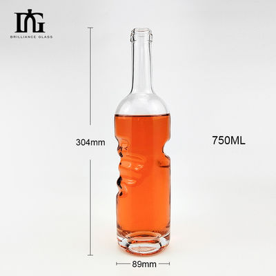 200ml 375ml 500ml 750ml 1000ml 丸い空の石灰岩のガラス 酒 ジン ウィスキー ウォッカ テキラのガラスボトル