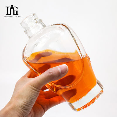 客のロゴ 750ml グラス酒瓶 カスタム クリア 丸いウォッカ
