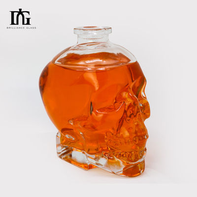 彫刻されたスーパーフリントコルクトップ 頭蓋骨形 ガラスボトル 飲料用 手作り 750ml