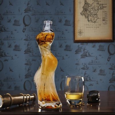 スクリーンプリント ガラスボトル 160ml 独特の形状のボディと塗装デザイン