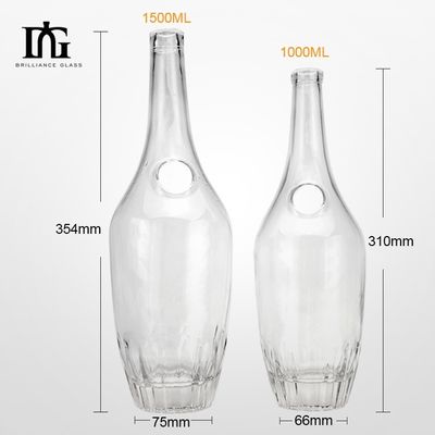 1000ml容量 透明ガラスボトル ウォッカ ウイスキー 烈酒 散装で彫刻