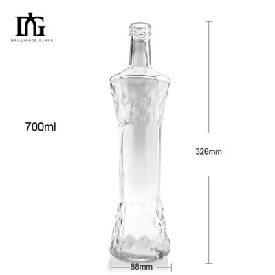 透明ガラスボトル 700ml ウォッカ ウイスキー ジンボトル ユニークなデザイン