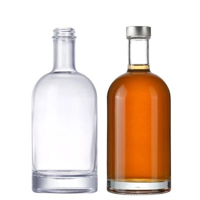 清明な丸いガラスボトル 烈酒 ウォッカ ジン ラム ブランデー 750ml 500ml 375ml容量