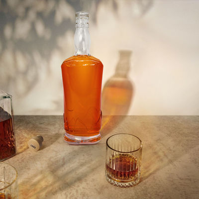 750ml 75cl クリアグラス ウィスキー ブランデーボトル CORKシールとボディ素材ガラス