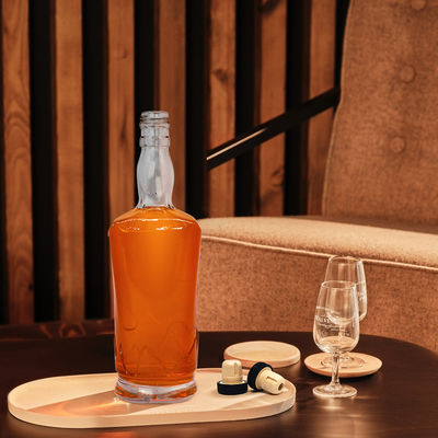 750ml 75cl クリアグラス ウィスキー ブランデーボトル CORKシールとボディ素材ガラス