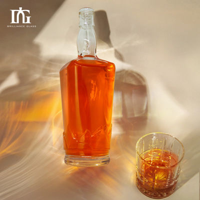 750ml 75cl クリアグラス ウィスキー ブランデーボトル CORKシールとボディ素材ガラス