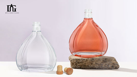 透明な丸 700ml 750ml グラス ウォッカ ウィスキー ラム ボトル 螺旋蓋とサンプル