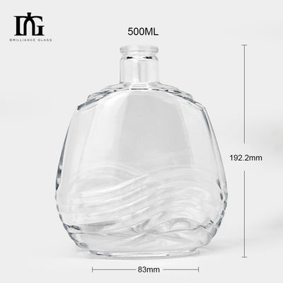 750ml ガラス クリア 丸 700ml ガラス スピリット ボトル ウイスキーとブランデー TJ008