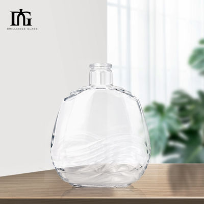 750ml ガラス クリア 丸 700ml ガラス スピリット ボトル ウイスキーとブランデー TJ008